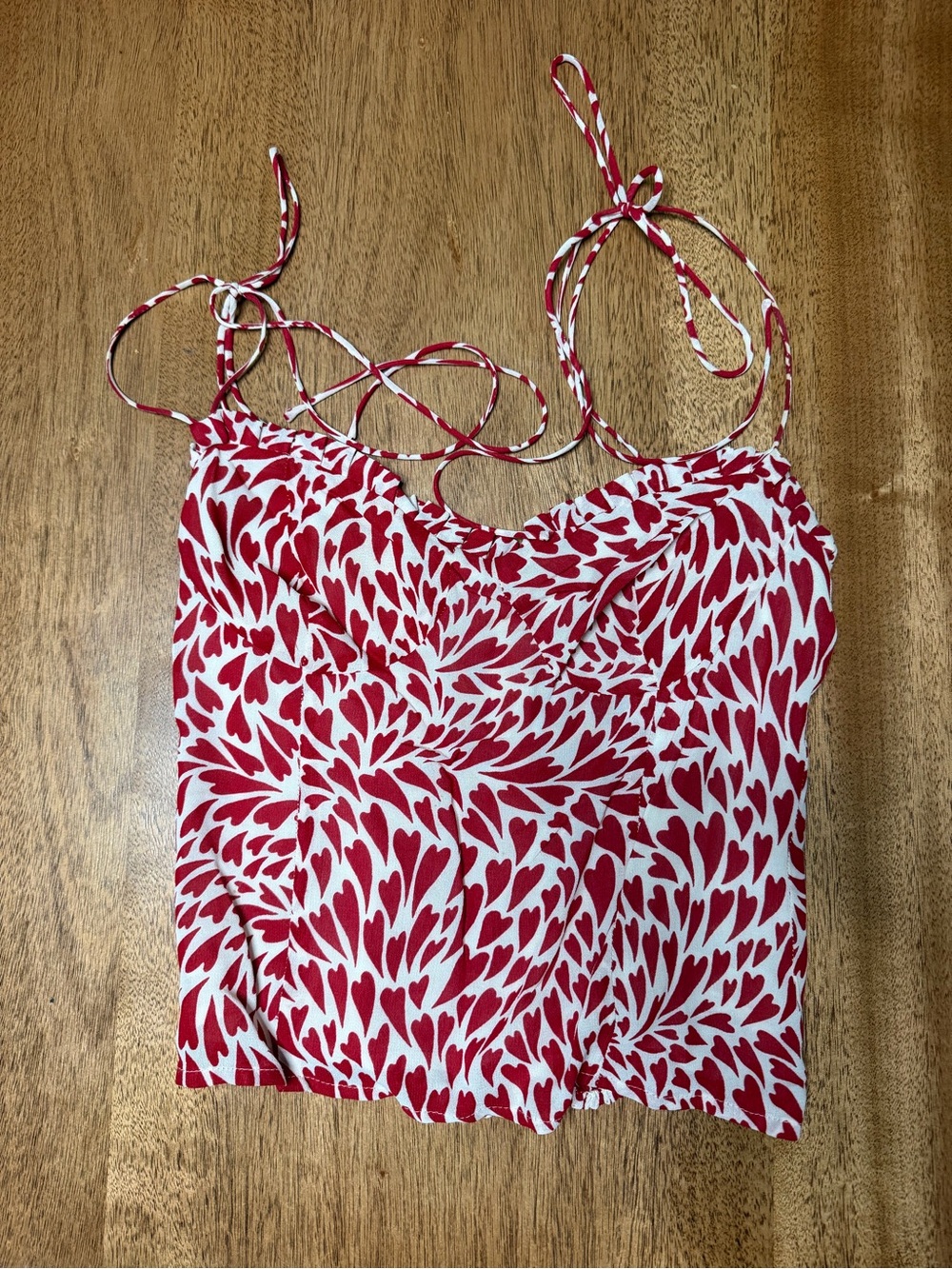 Reformation Red and White Heart-Print Cami Top